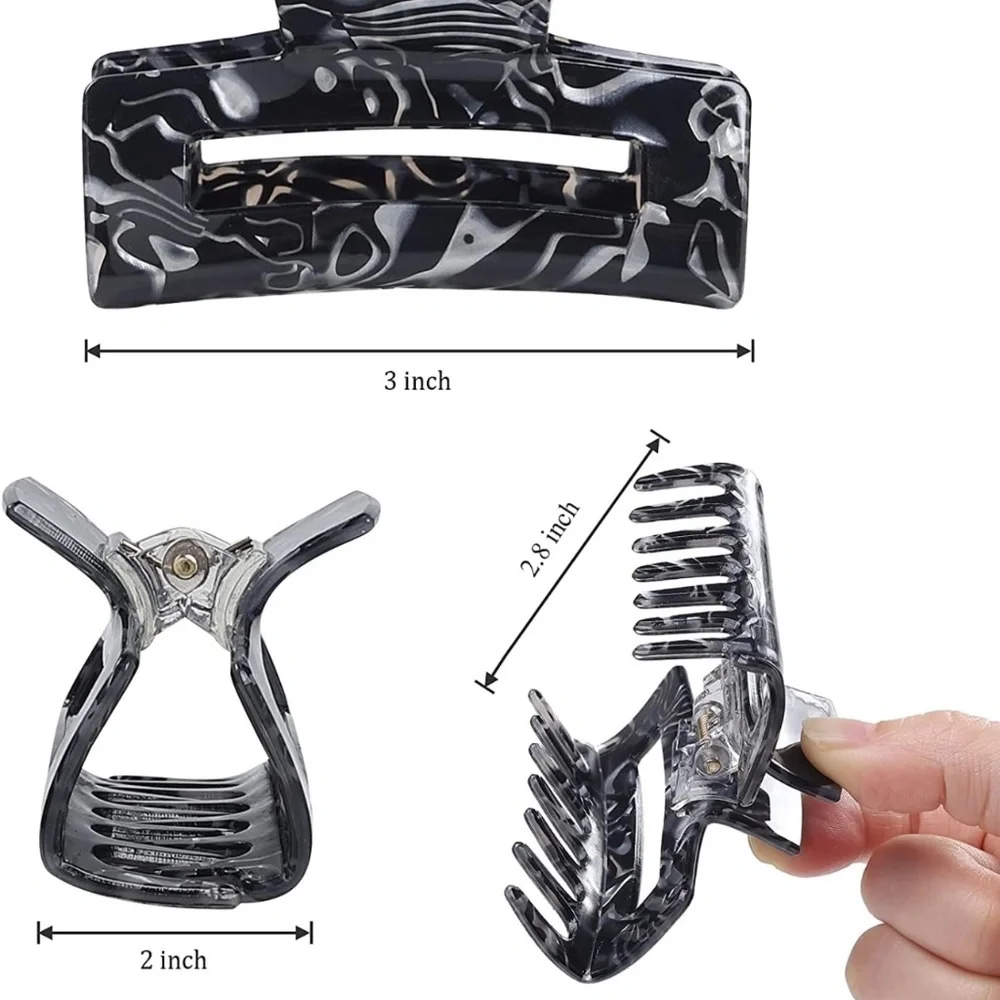 2/$10 NEW Hair Claw Rectangular Hair Clips Acrylic Leopard Small/ Medium - Picture 2 of 6